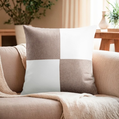 Наволочка декоративная «Этель. Геометрия», 45×45 см, белая/серая