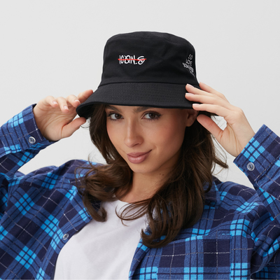 Панама женская MINAKU с надписью, чёрная, размер 56-58