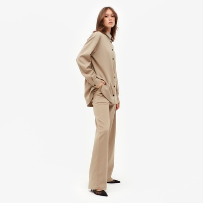 Костюм женский (рубашка, брюки) MINAKU: Casual Collection, бежевый, размер 48