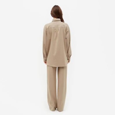 Костюм женский (рубашка, брюки) MINAKU: Casual Collection, бежевый, размер 48