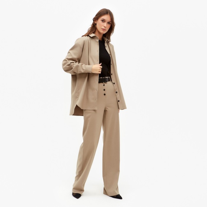 Костюм женский (рубашка, брюки) MINAKU: Casual collection цвет бежевый, размер 48