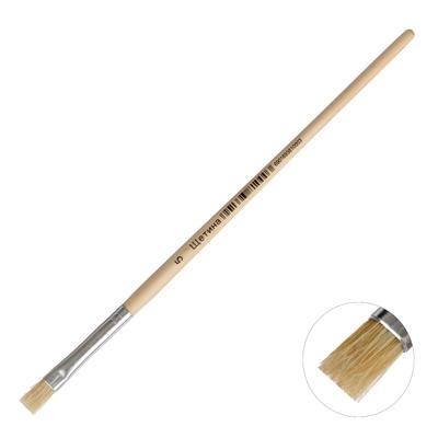 Кисть для рисования, щетина, № 5, плоская, деревянная ручка, международный размер
