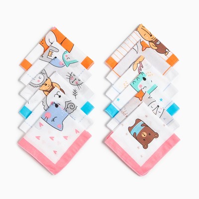 Платки носовые детские «Крошка Я. Зверята», 21×21 см-12 шт., МИКС, хлопок 100%