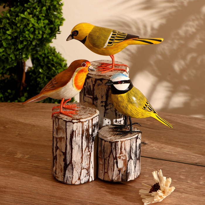 Сувенир «Три птички», 20×15×27 см, дерево