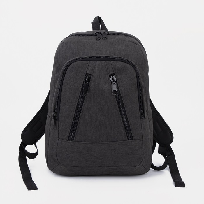 Рюкзак на молнии, наружный карман, светоотражающая полоса, цвет чёрный