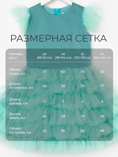 Платье нарядное для девочки KAFTAN с крылышками, цвет мятный, рост 134-140 см