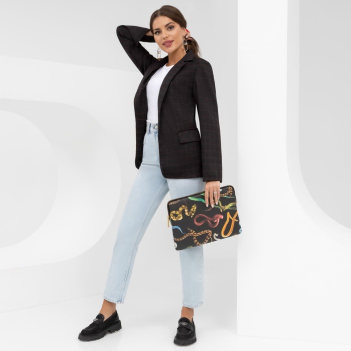 Жакет женский Charutti «Я искала тебя», размер 54, цвет чёрный, принт клетка 58073