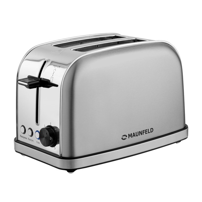 Тостер MAUNFELD MF-822S, 950 Вт, 3 режима, 2 тоста, нержавеющая сталь, серый - Фото 1