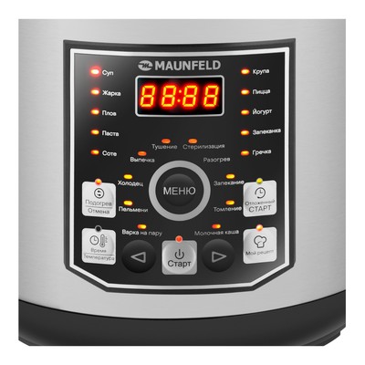 Мультиварка MAUNFELD MPMC-1624S, 860 Вт, 5 л, 21 программа, антипригарное покрытие, серая, чёрная