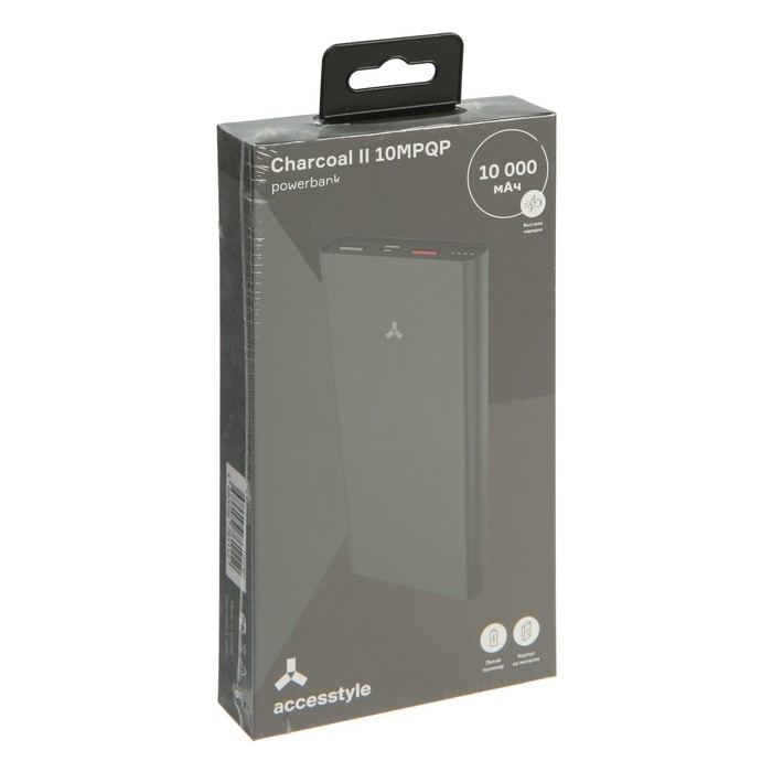 Внешний аккумулятор Accesstyle Charcoal II 10MPQP, 10000 мАч, USB/USB-C, 3А, быстрая зарядка - фото 51458048