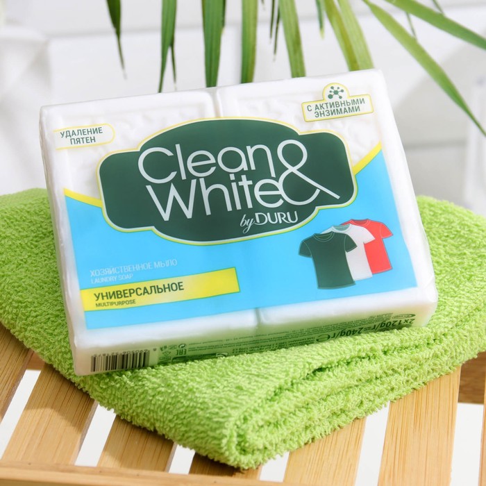 Мыло хозяйственное DURU CLEAN&WHITE универсальное, 240 г - Фото 1