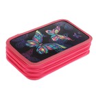 Пенал школьный, 3 секции, 12.5×20.5×5.5 см «Бабочки» - Фото 2