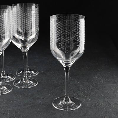 Набор бокалов для вина «Ума», 400 мл, декор соты, 6 шт