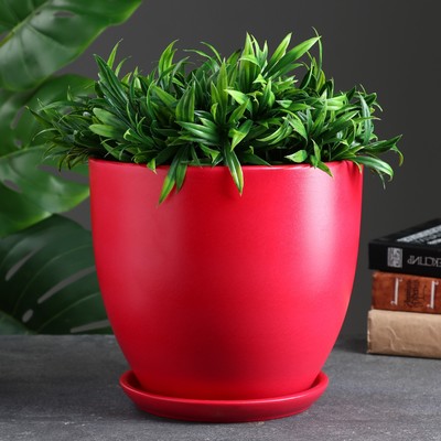 Горшок для цветов «Колор гейм», керамический, с поддоном, 5 л, красный