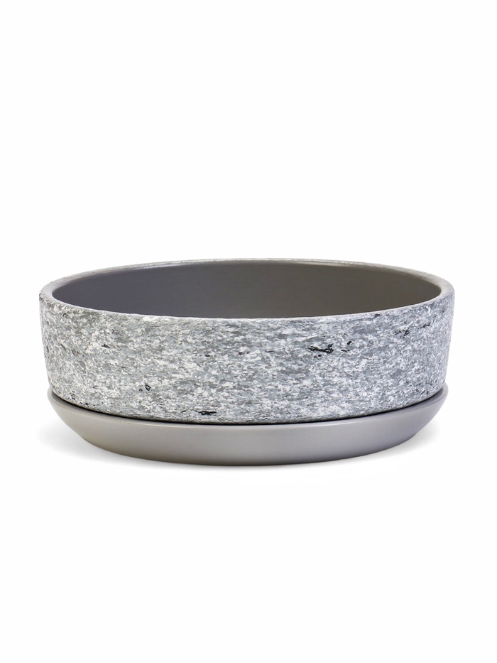 Горшок для цветов «Бонсай», для кактусов и суккулентов, 1 л, d=18 см, h=6 см, керамика, с поддоном, серый - Фото 1