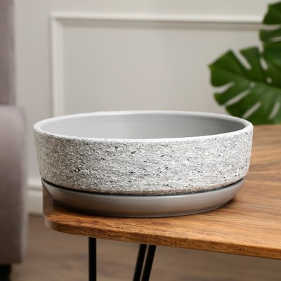 Горшок для цветов «Бонсай» керамический, с поддоном, для кактусов и суккулентов, 2.6 л, серый