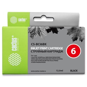 Картридж струйный Cactus CS-BCI6BK черный для Canon i905D/i950S/i960x/i965/i990/i9100/i9950/S800/S82 1725300