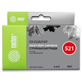 Картридж струйный Cactus CS-CLI521GY серый для Canon Pixma MP980/MP990 (8.2мл)
