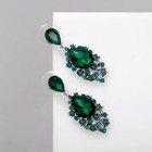 Серьги со стразами «Карнавал» шик, зелёные в чернёном серебре - Фото 4