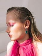 Серьги со стразами «Карнавал» шик, зелёные в чернёном серебре - Фото 2