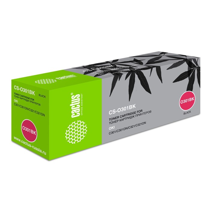 Тонер Картридж Cactus CS-O301BK черный для Oki C301/321 (2200стр.)