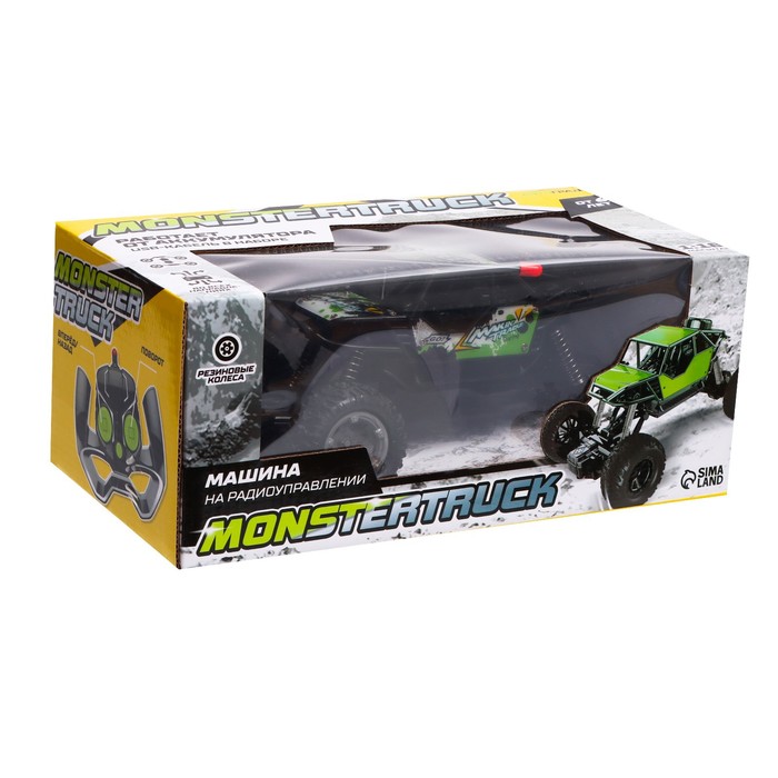 Джип радиоуправляемый MONSTER TRUCK, 1:18, работает от аккумулятора, цвет зелёный 58093