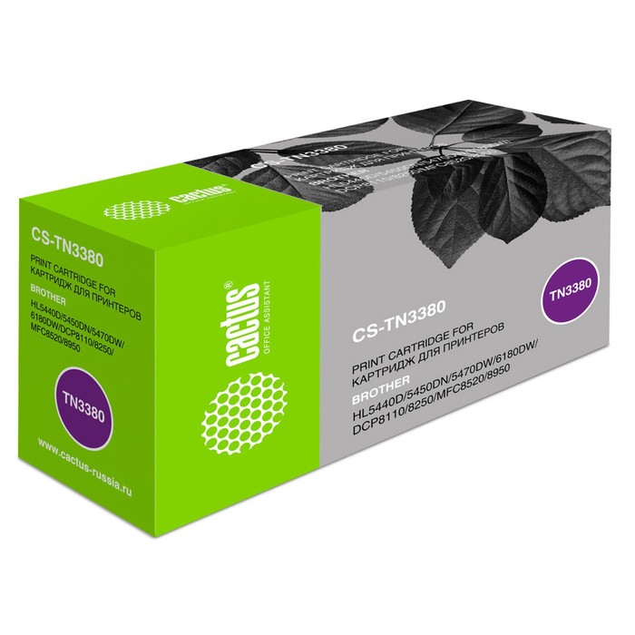 Картридж Cactus CS-TN3380, для Brother (HL-5440D/5450DN/5470DW/MFC-8520/8950), чёрный