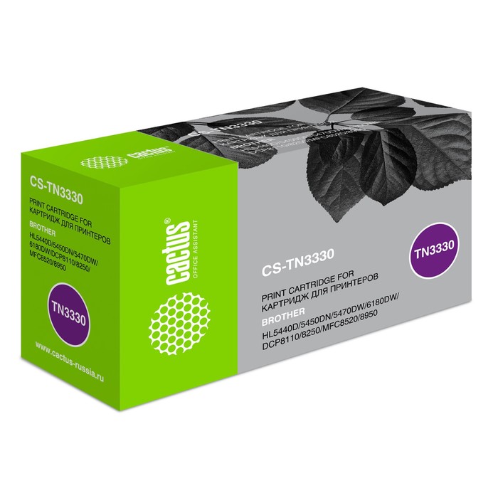 Картридж Cactus CS-TN3330 (TN-3330), для Brother HL-5440D/5450DN/8250/MFC-8520/8950, чёрный