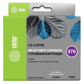 Картридж Cactus CS-LC970C, (DCP-135C/150C/MFC-235C/260C), для Brother, голубой 9372509