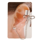 Серьга «Кафф» цепь с бантиком, цвет серебро - Фото 3