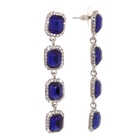 Серьги «Квадратный шик», цвет синий в серебре - Фото 1