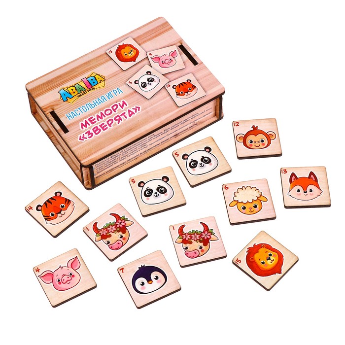 Настольная игра мемори «Зверята» - Фото 1