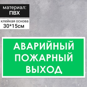 Табличка «Аварийный пожарный выход», 300×150 мм