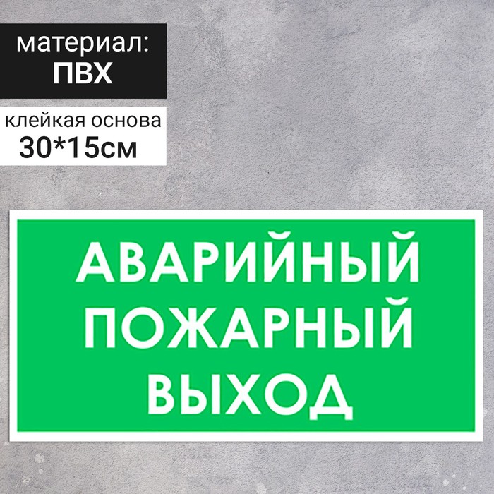 Табличка «Аварийный пожарный выход», 300×150 мм - Фото 1