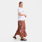 Костюм женский (футболка/юбка), цвет белый/коричневый, размер ONE SIZE - фото 60808586