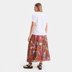 Костюм женский (футболка/юбка), цвет белый/коричневый, размер ONE SIZE - фото 60808587