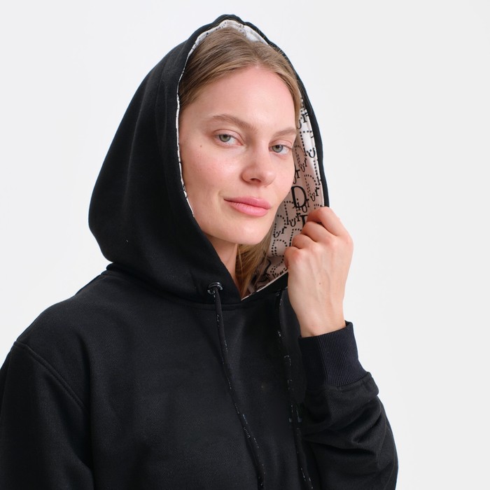 Костюм женский (толстовка/брюки), цвет чёрный/принт МИКС, размер XL 58285