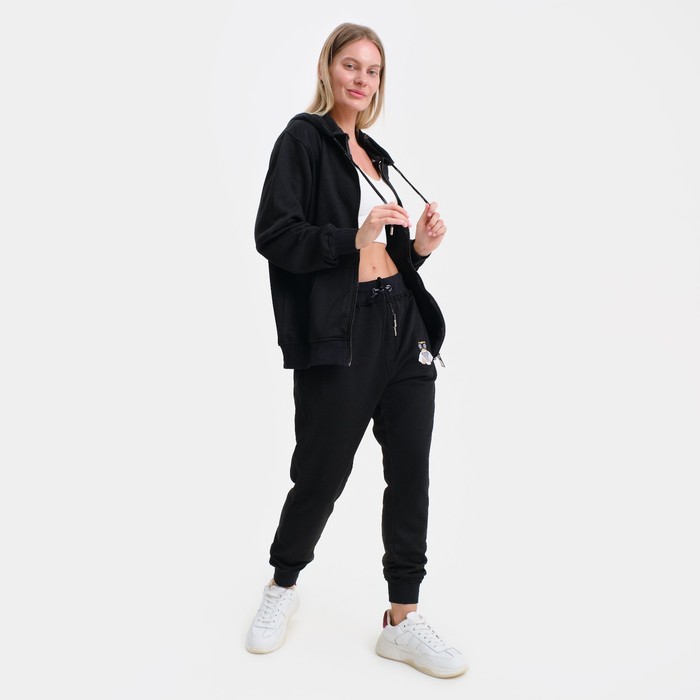 Костюм женский (толстовка/брюки), чёрный, размер M 58286