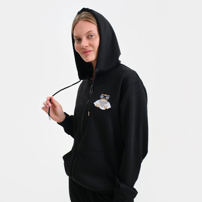 Костюм женский (толстовка/брюки), чёрный, размер M 58286