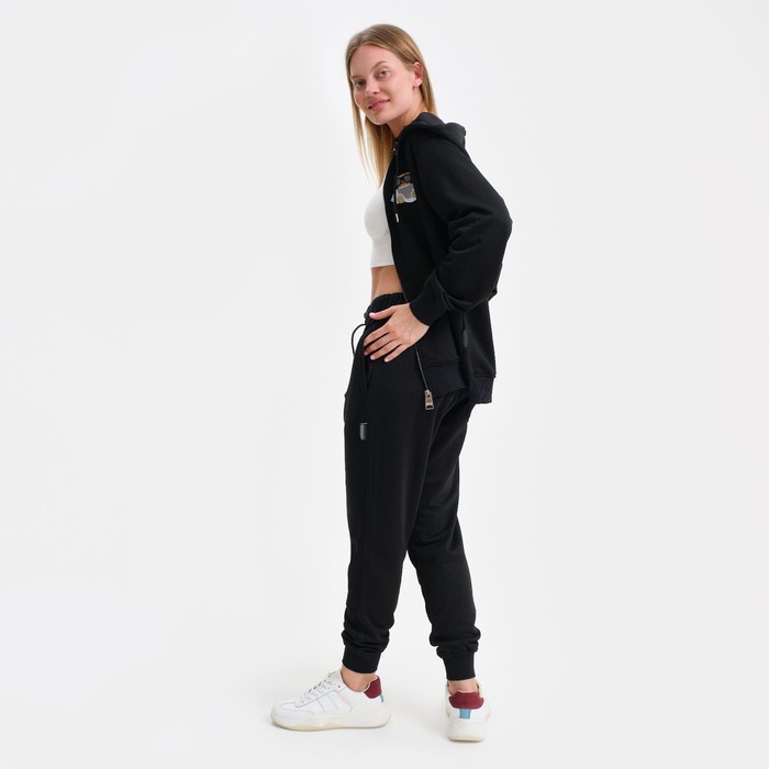 Костюм женский (толстовка/брюки), чёрный, размер M 58286