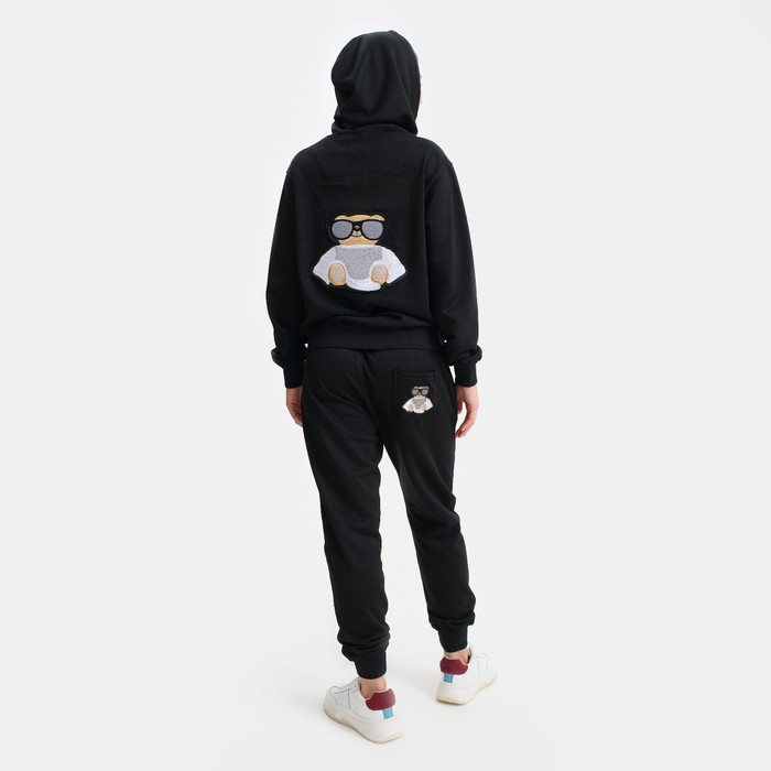 Костюм женский (толстовка/брюки), чёрный, размер L 58287