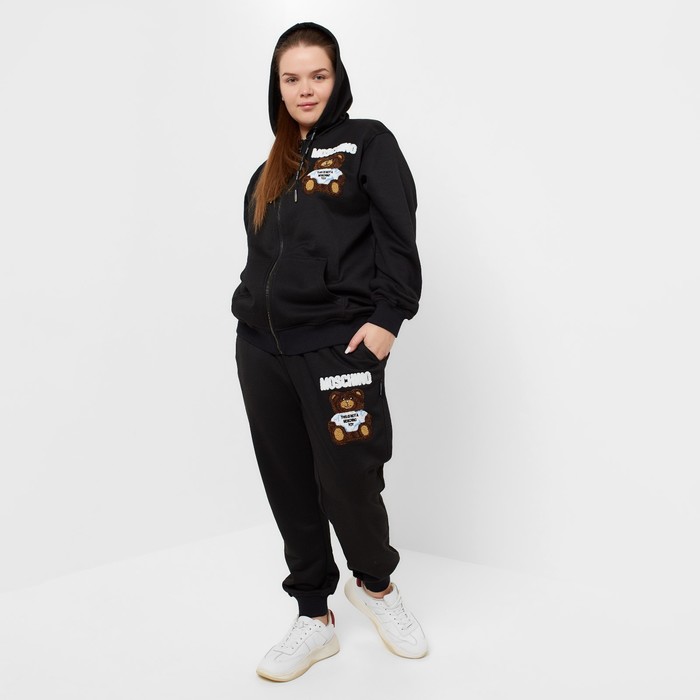 Костюм женский (толстовка/брюки), чёрный, размер XL 58288