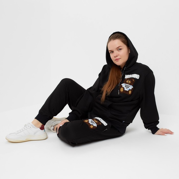 Костюм женский (толстовка/брюки), чёрный, размер XL 58288