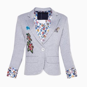 Пиджак для девочки, цвет серый меланж, 134-140 см (размер 38)