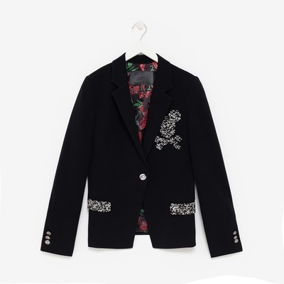 Пиджак для девочки, цвет чёрный, 128-134 см (размер 36)