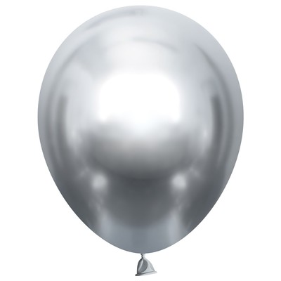 Шар воздушный латексный 5", серебро, хром, набор 50 шт.
