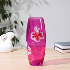 Ваза Flora «Золотой вьюн», 1.8 мл, d=7.5 см, 10×26 см, стекло, розовая