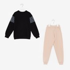 Комплект детский (свитшот, брюки), цвет чёрный/молочный МИКС, рост 134 см - фото 21888364