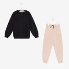 Комплект детский (свитшот, брюки), цвет чёрный/молочный МИКС, рост 146 см 9236894