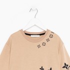 Комплект детский (свитшот, брюки), цвет бежевый/чёрный МИКС, рост 110-116 см - фото 21888393